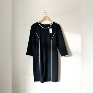 NWT Banana Republic Piped Sheath in Black Stretch Knit Ponte Dress Size 6